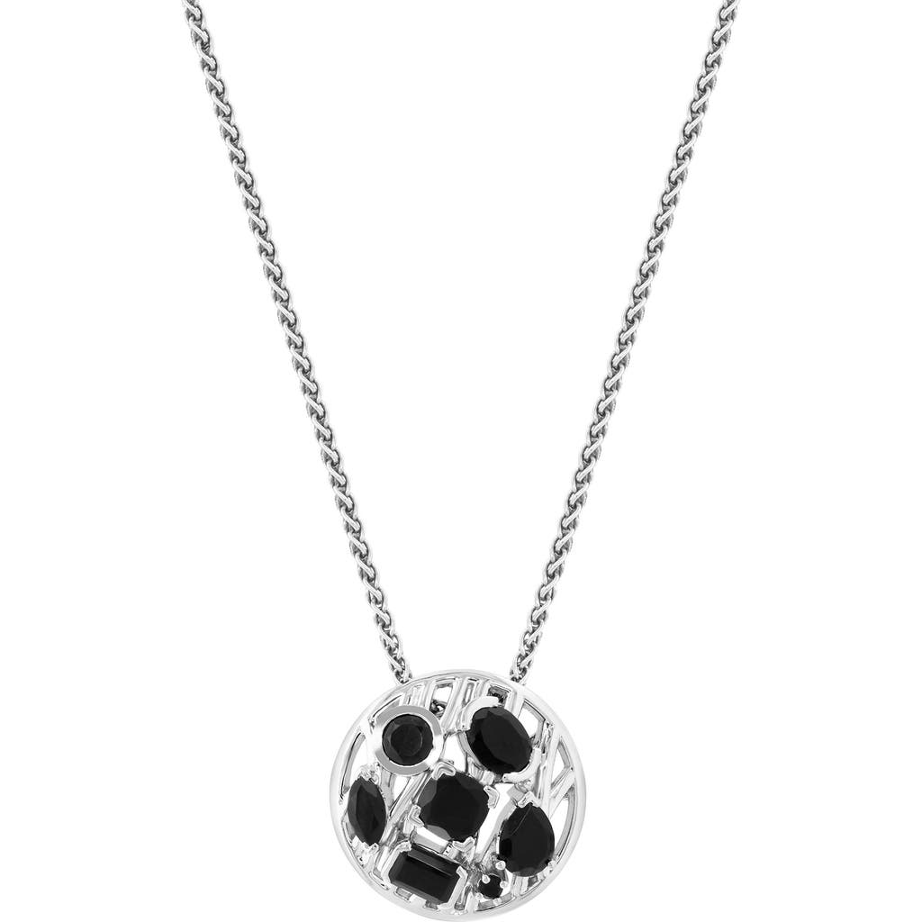 Effy Sterling Silver Onyx Circle Pendant Necklace In Black