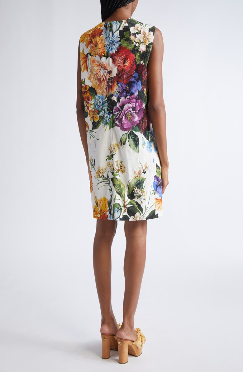 Dolce&Gabbana Flower Bouquet Print Bow Front Minidress, Alternate, color, Ha5pc B.fiori Cret. F.bco