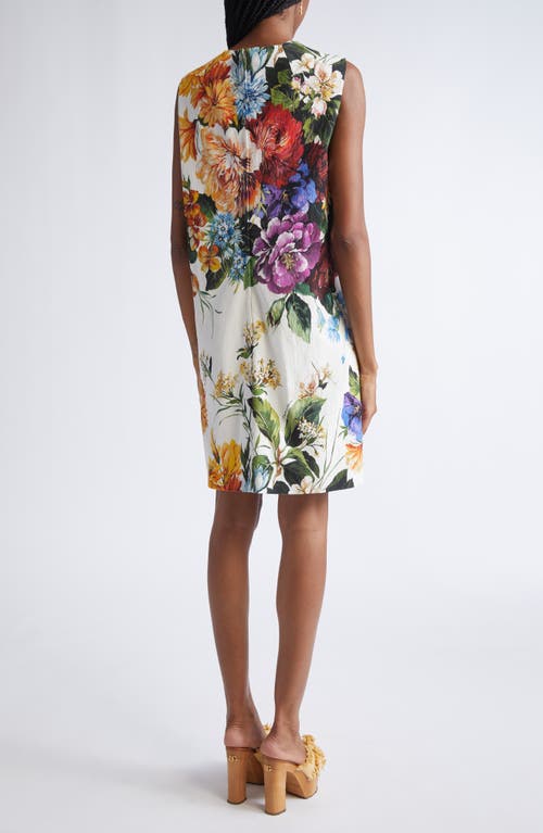 Dolce & Gabbana Dolce&gabbana Flower Bouquet Print Bow Front Minidress In Multi