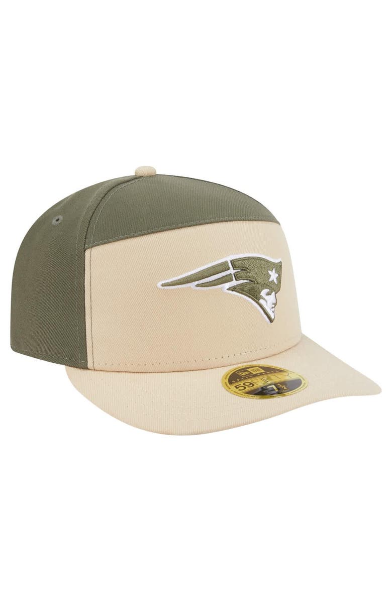 New Era Men's New Era Light Beige/Olive New England Patriots Two-Tone Color Pack Split Panel 59FIFTY Fitted Hat, Alternate, color, 