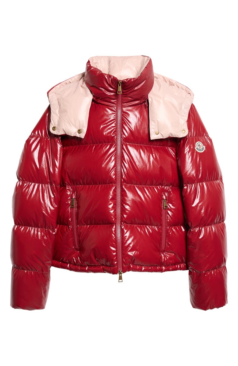 Moncler Niveole Crop Down Jacket, Main, color, Red