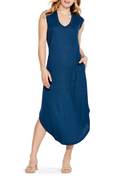 Scoop Neck Linen Blend Tank Dress