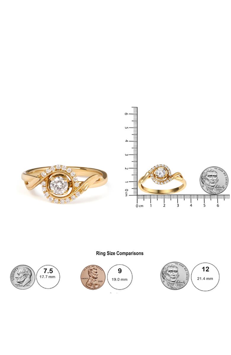 Haus of Brilliance 14K Yellow Gold 1/3 Cttw Diamond Solitaire and Halo Swirl Engagement Ring, Alternate, color, Yellow