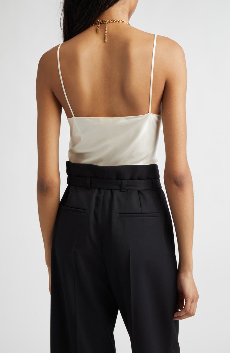 Chloé Lace Trim Silk Satin Camisole, Alternate, color, 112 Eden White