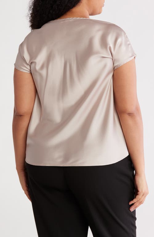 Renee C Cowl Neck Short Sleeve Satin Top