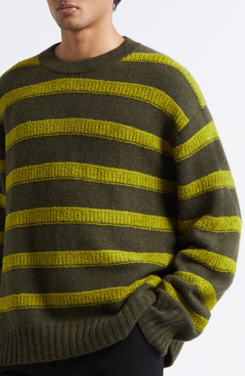 The Elder Statesman Ridgeline Stripe Oversize Cashmere Sweater, Alternate, color, Snap Pea Stripe