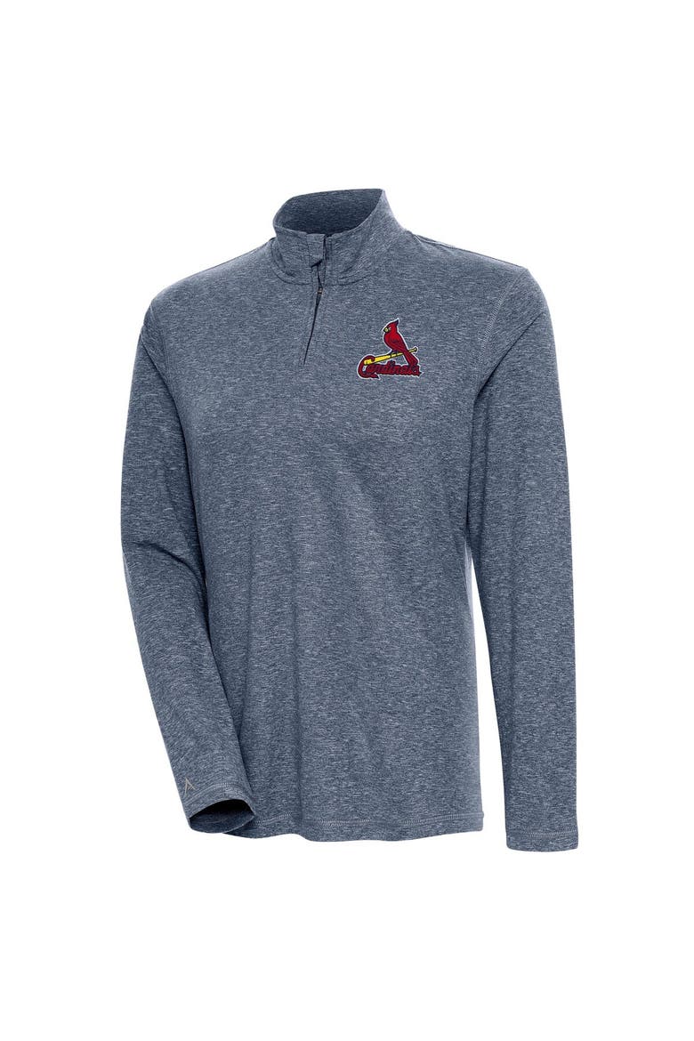 Women's Antigua  Heather Navy St. Louis Cardinals Confront Quarter-Zip Pullover Top, Main, color, Heather Navy