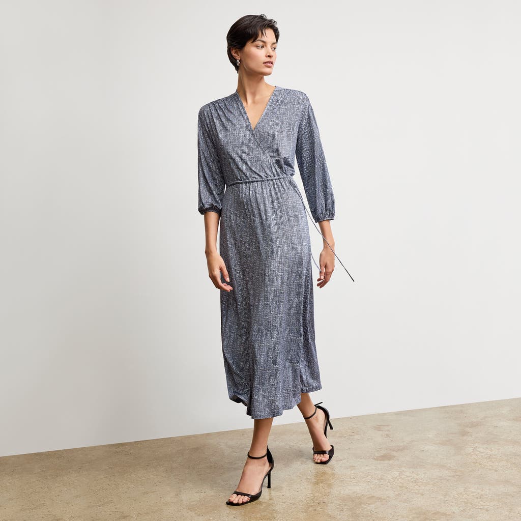 Shop M.m.lafleur Hope Wrap Dress In Blueprint Sketch