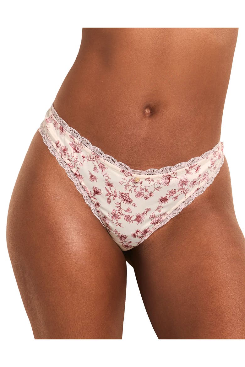 Elsie Thong Panties, Main, color, Floral pink