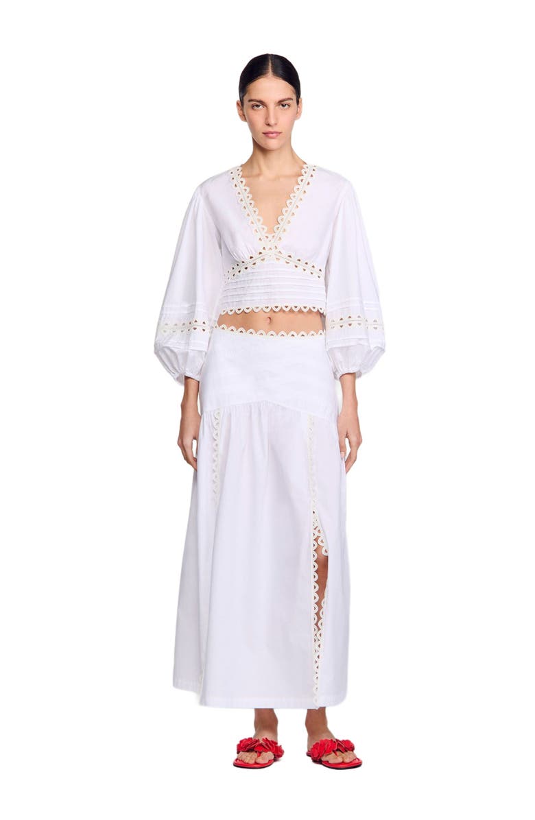 SANDRO Long poplin skirt, Alternate, color, 