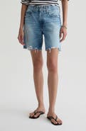 AG Ex-Boyfriend Mid Thigh Denim Cutoff Shorts