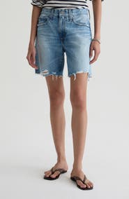 AG Ex-Boyfriend Mid Thigh Denim Cutoff Shorts