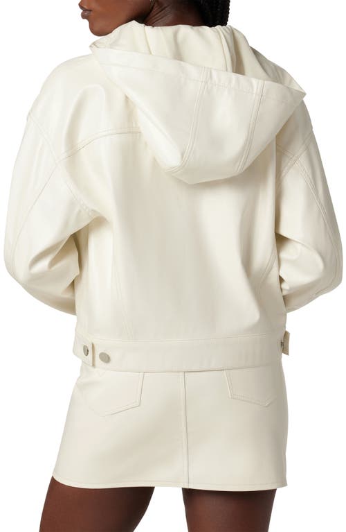 Hudson Jeans Hoodie Swing Faux Leather Trucker Jacket In White