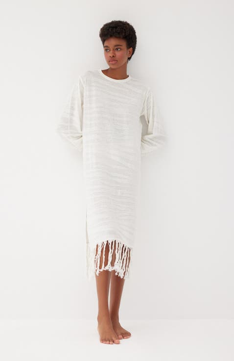Margi Cotton Textured Fringe Dress