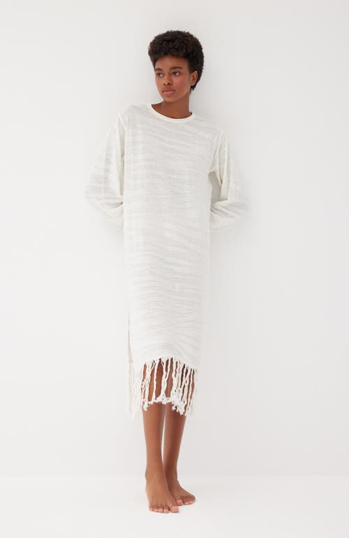 Labeca London Margi Cotton Textured Fringe Dress In Sand