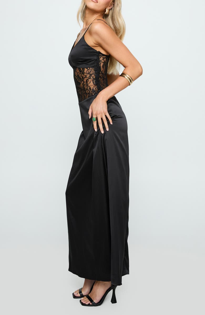 Princess Polly Captivate Lace Gown, Alternate, color, Black