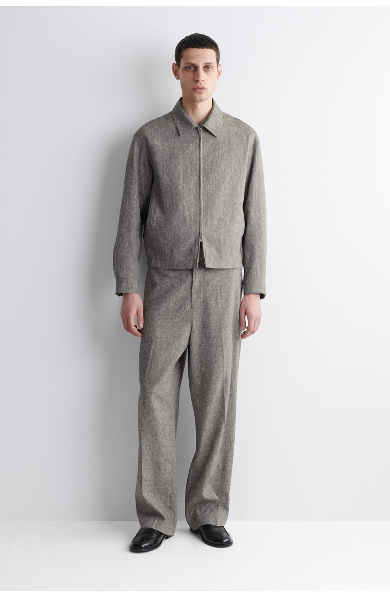COS Linen Blouson Jacket, Main, color, Gray Mélange