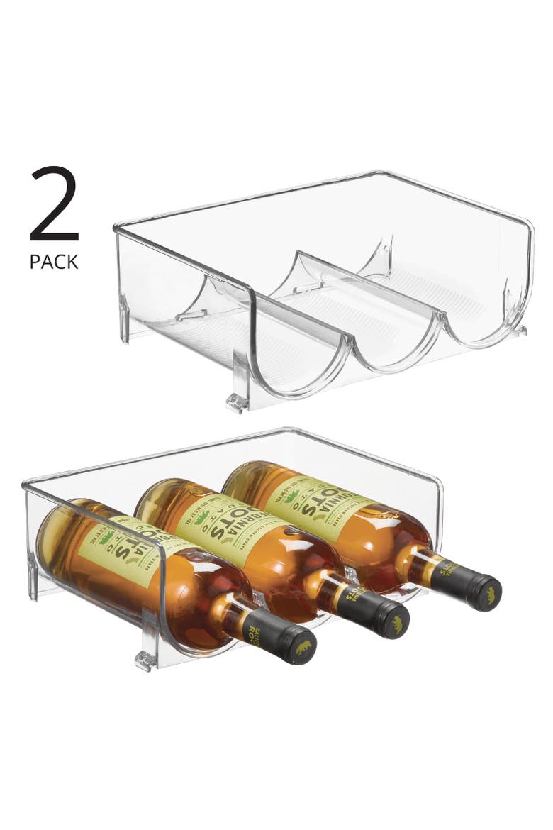 Plastic Free-Standing Stacking 3 Bottle Wine Storage Rack, 2 Pack, Alternate, color, Clear