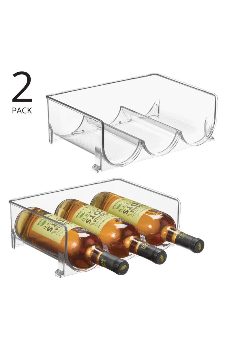 mDesign Plastic Free-Standing Stacking 3 Bottle Wine Storage Rack, 2 Pack, Alternate, color,