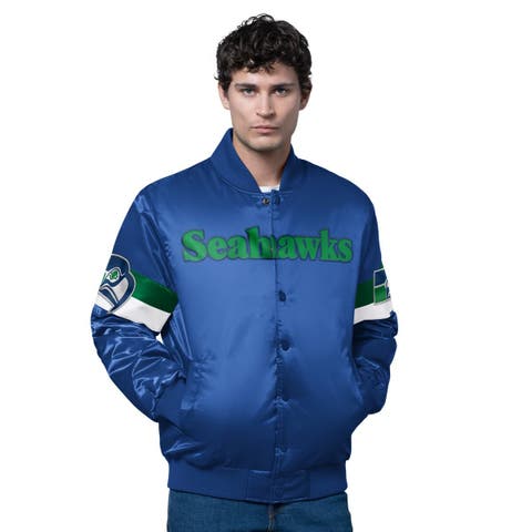 Men
s Starter Royal Seattle Seahawks Triple Option Satin Varsity Vintage Logo Full-Snap Jacket