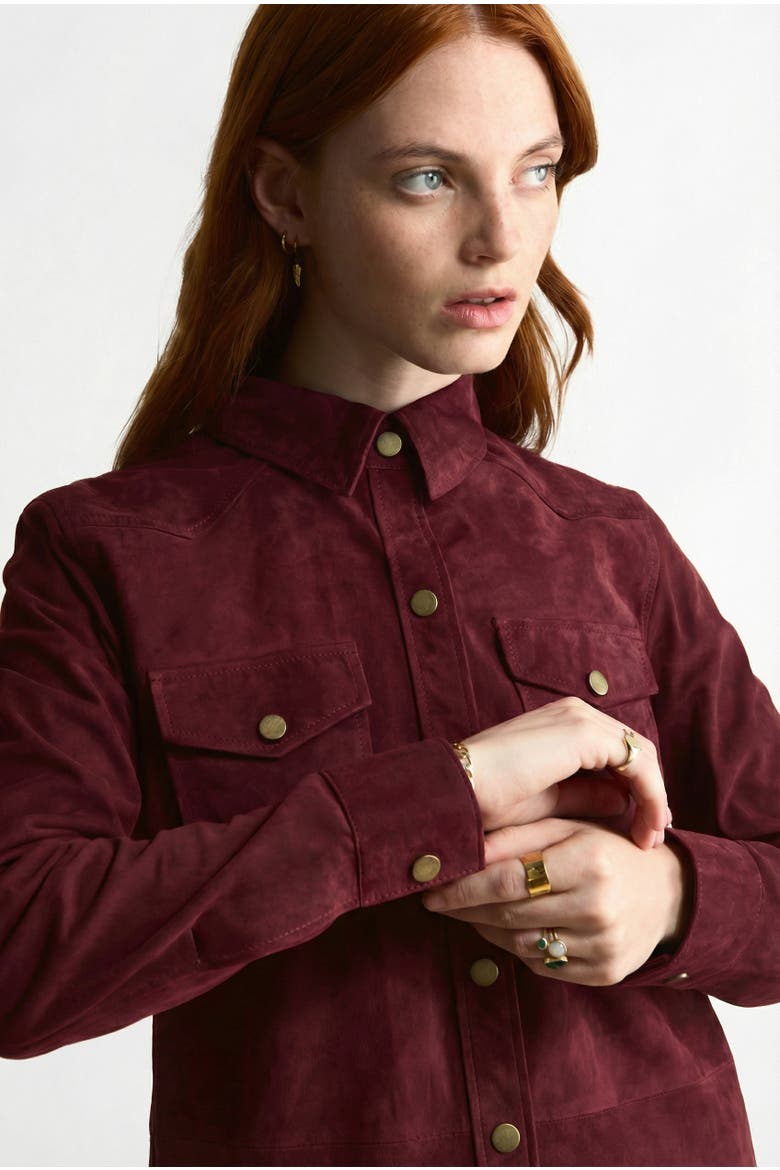 Juliet Suede Shirt, Alternate, color, Burgundy