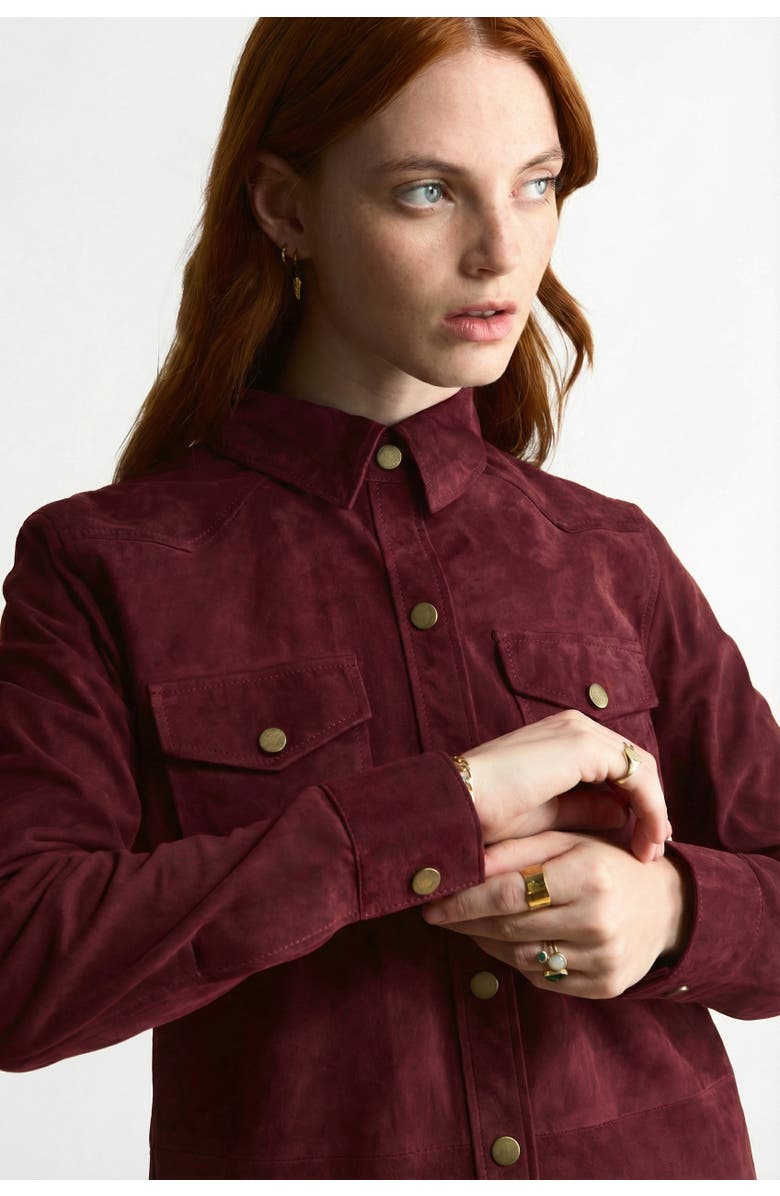FURNIQ UK Juliet Suede Shirt, Alternate, color, Burgundy