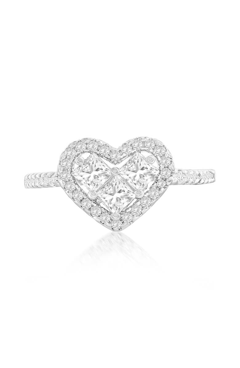 Donatello Gian Crystal Heart Ring, Main, color, Silver