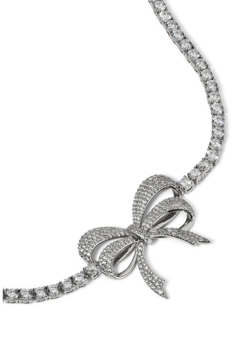 Eros Bow Choker Necklace, Alternate, color, RHODIUM