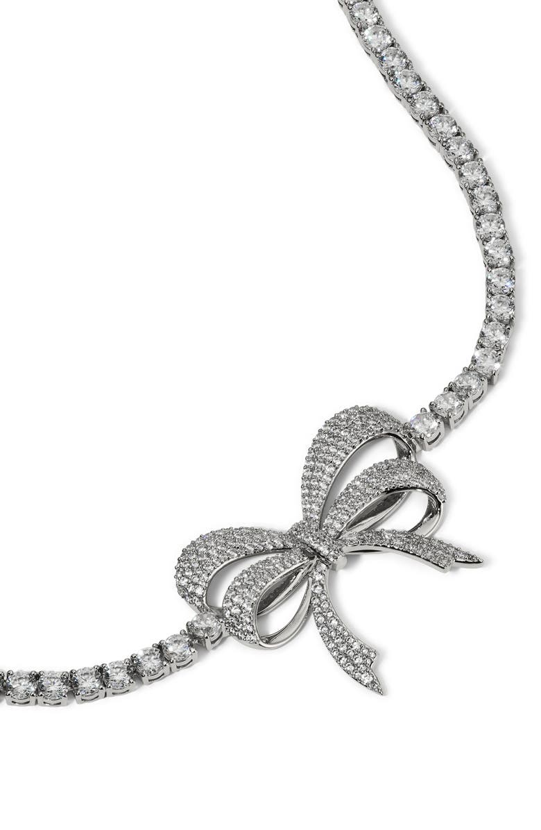 Nadri Eros Bow Choker Necklace, Alternate, color, Rhodium