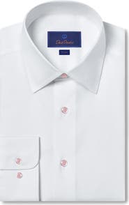 David Donahue Trim Fit Solid Cotton Dress Shirt