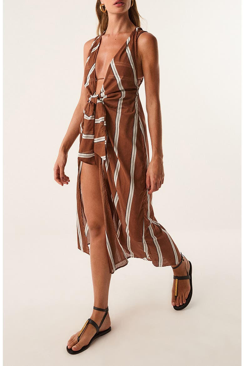 Mita Long Cover-Up Dress, Main, color, BROWN MULTI