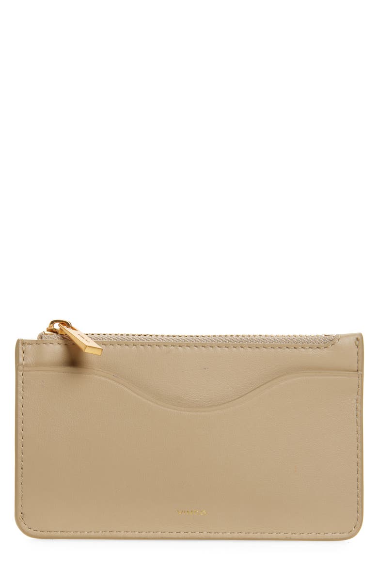 Leather Zip-Top Card Case, Main, color, MARZIPAN