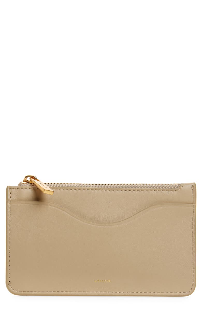 Vince Top Zip Leather Card Case, Main, color, Marzipan