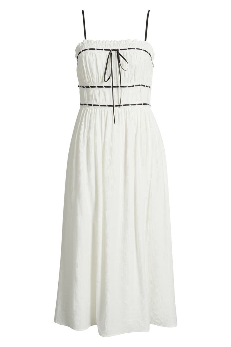 Ilse Front Tie Midi Dress, Alternate, color, WHITE/ BLACK