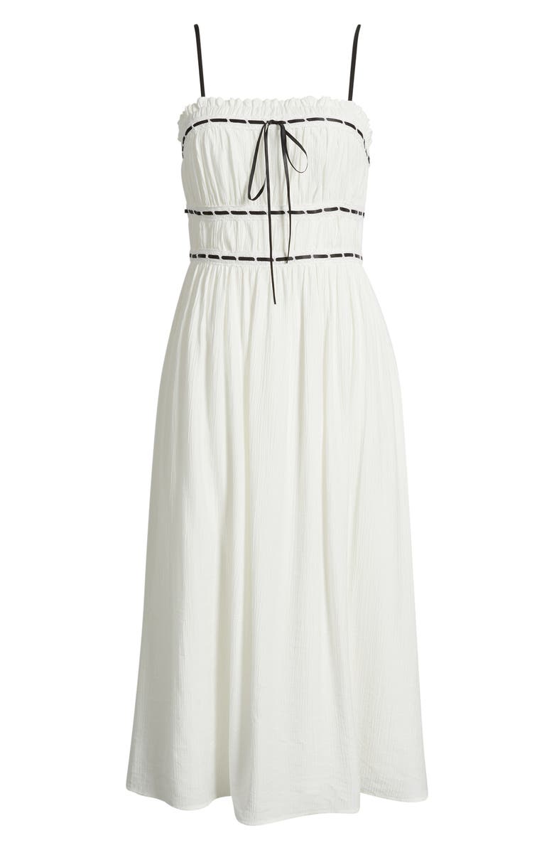 Lulus Ilse Front Tie Midi Dress, Alternate, color, White/ Black