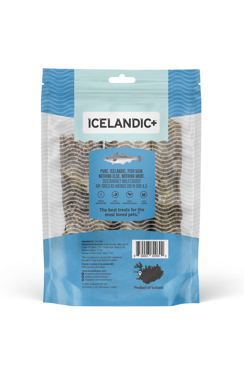 ICELANDIC+ Cod Skin 5" Short Hand Wrapped Dog Chew Stick, 3Pack, 2.8oz Bag, Alternate, color, Gray