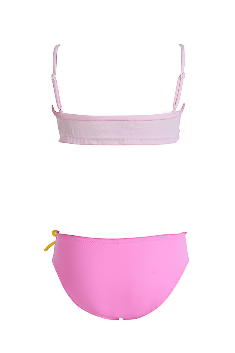 Boutique Ruffled Bandeau Ribbon Trim Two Piece Bikini, Alternate, color, Pink