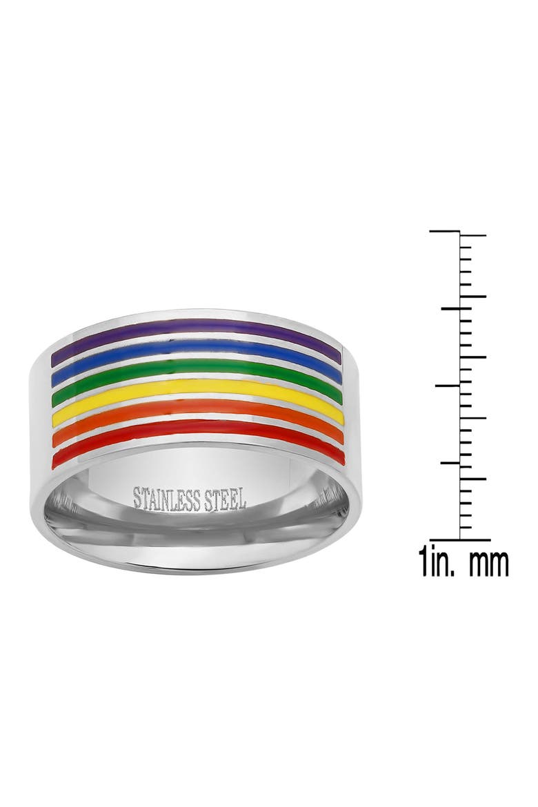 Rainbow Enamel Stainless Steel Band Ring, Alternate, color, MULTI