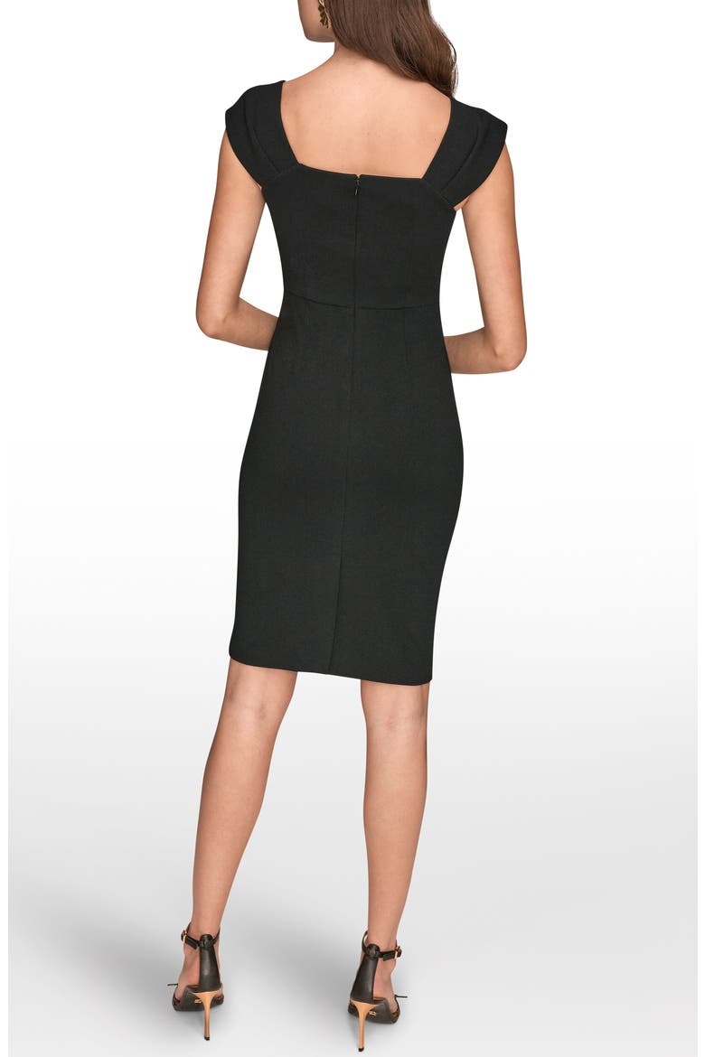 Buckle Detail Asymmetric Neck Sheath Dress, Alternate, color, BLACK