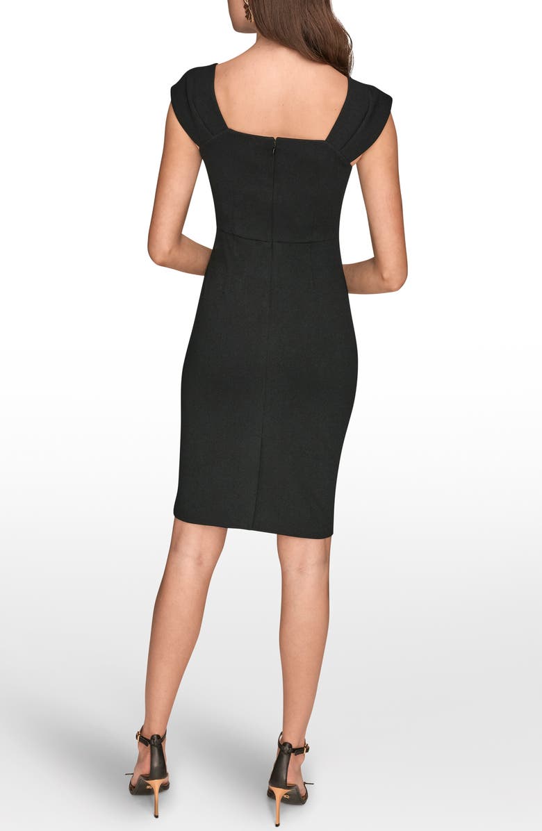Donna Karan New York Buckle Detail Asymmetric Neck Sheath Dress, Alternate, color, 