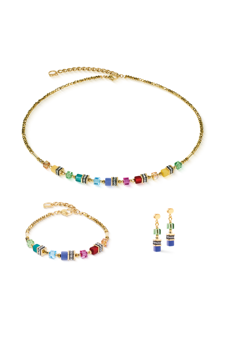 Necklace Mini Cubes multicolor rainbow gold, Alternate, color, Rainbow Gold