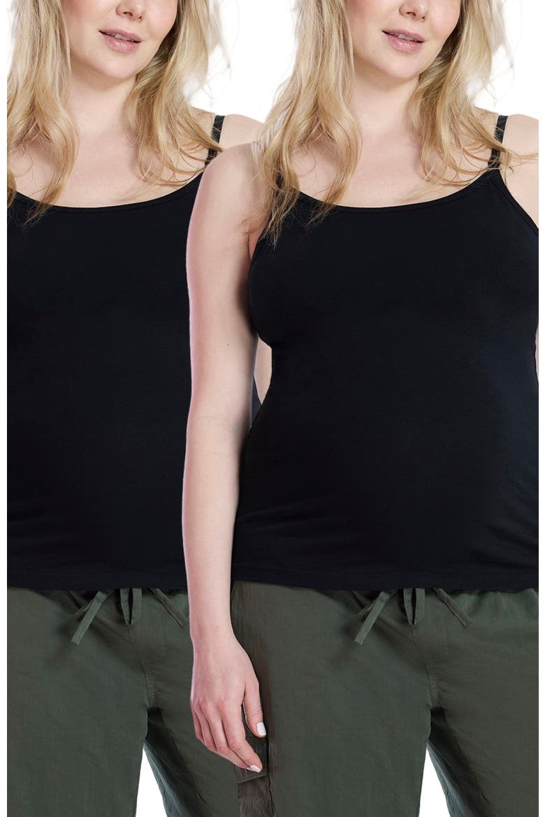 Clip Down Nursing Tank Top - 2 Pack, Main, color, Black