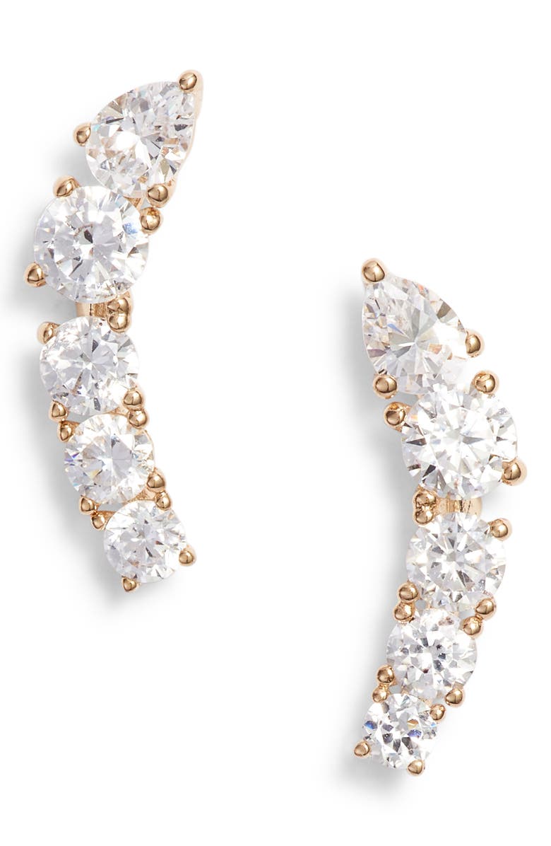 Nadri Meteor Bar Ear Crawler Earrings Earrings, Main, color, 