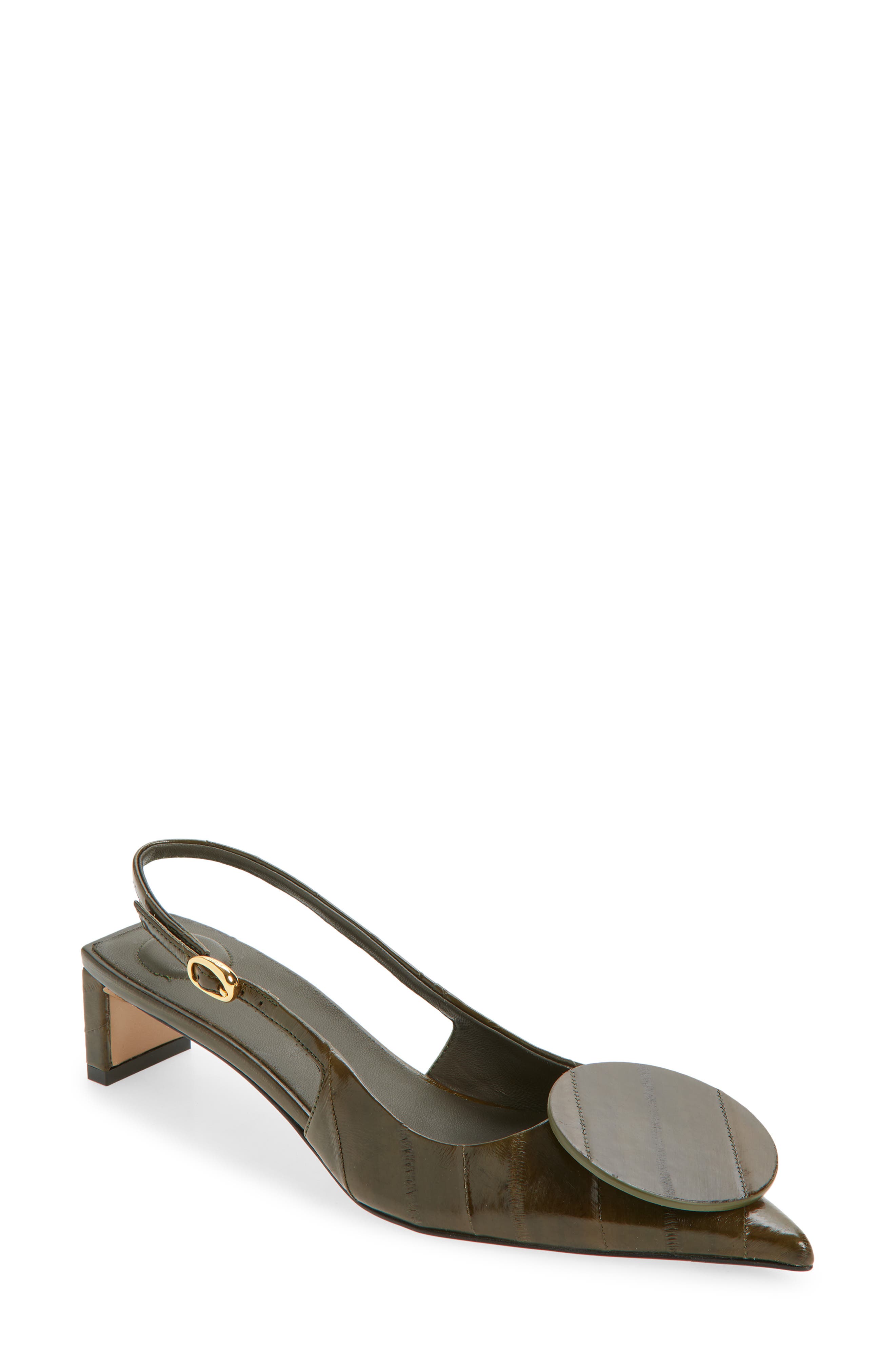 Jacquemus Les Duelo Mismatched Kitten Heel Slingback Pump, Main, color, Dark Khaki 580