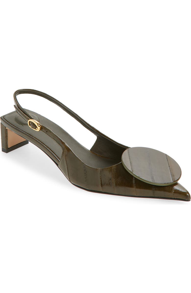 Jacquemus Les Duelo Mismatched Kitten Heel Slingback Pump, Main, color, Dark Khaki 580