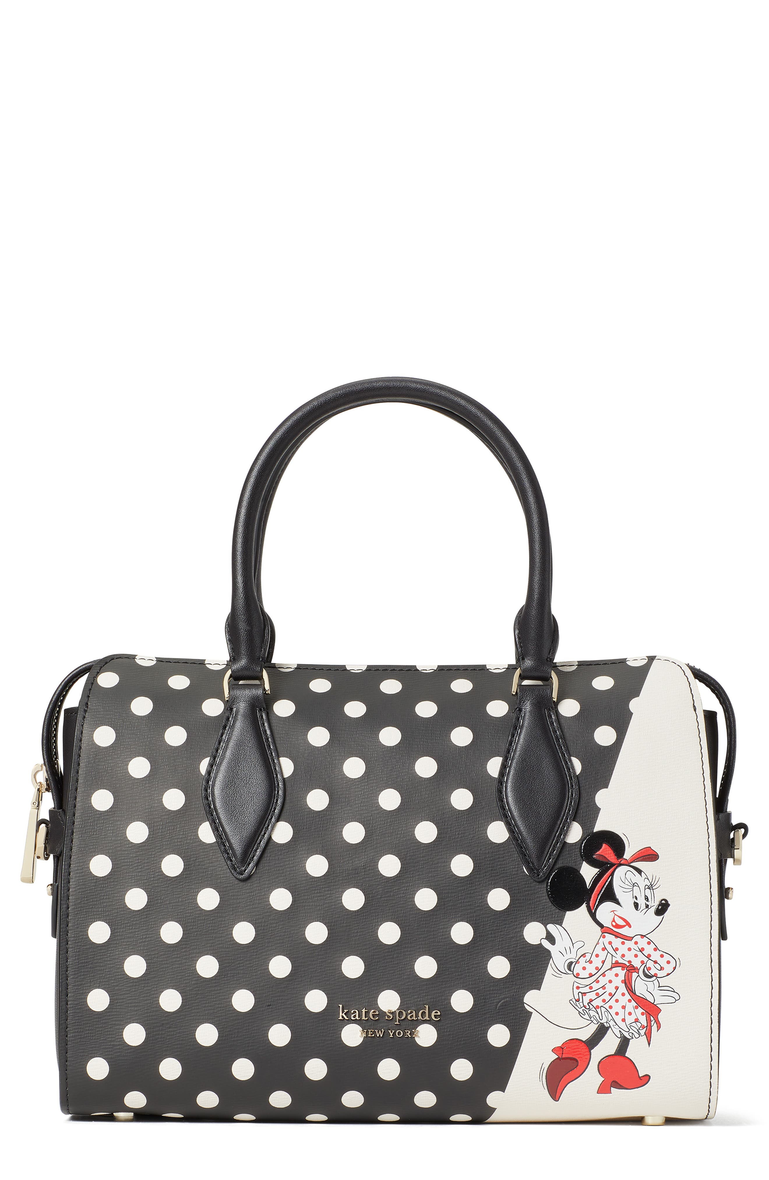 Kate Spade New York x disney minnie mouse faux leather satchel, Main, color, Black Multi
