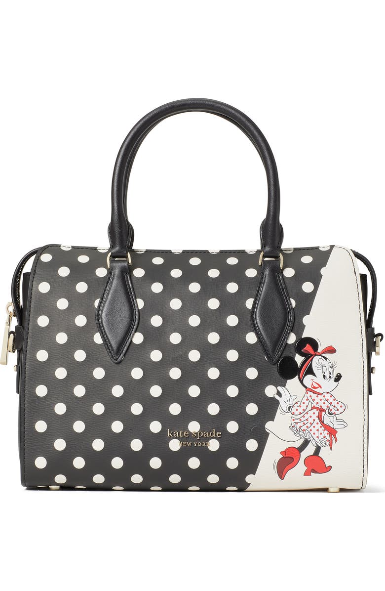 Kate Spade New York x disney minnie mouse faux leather satchel, Main, color, Black Multi