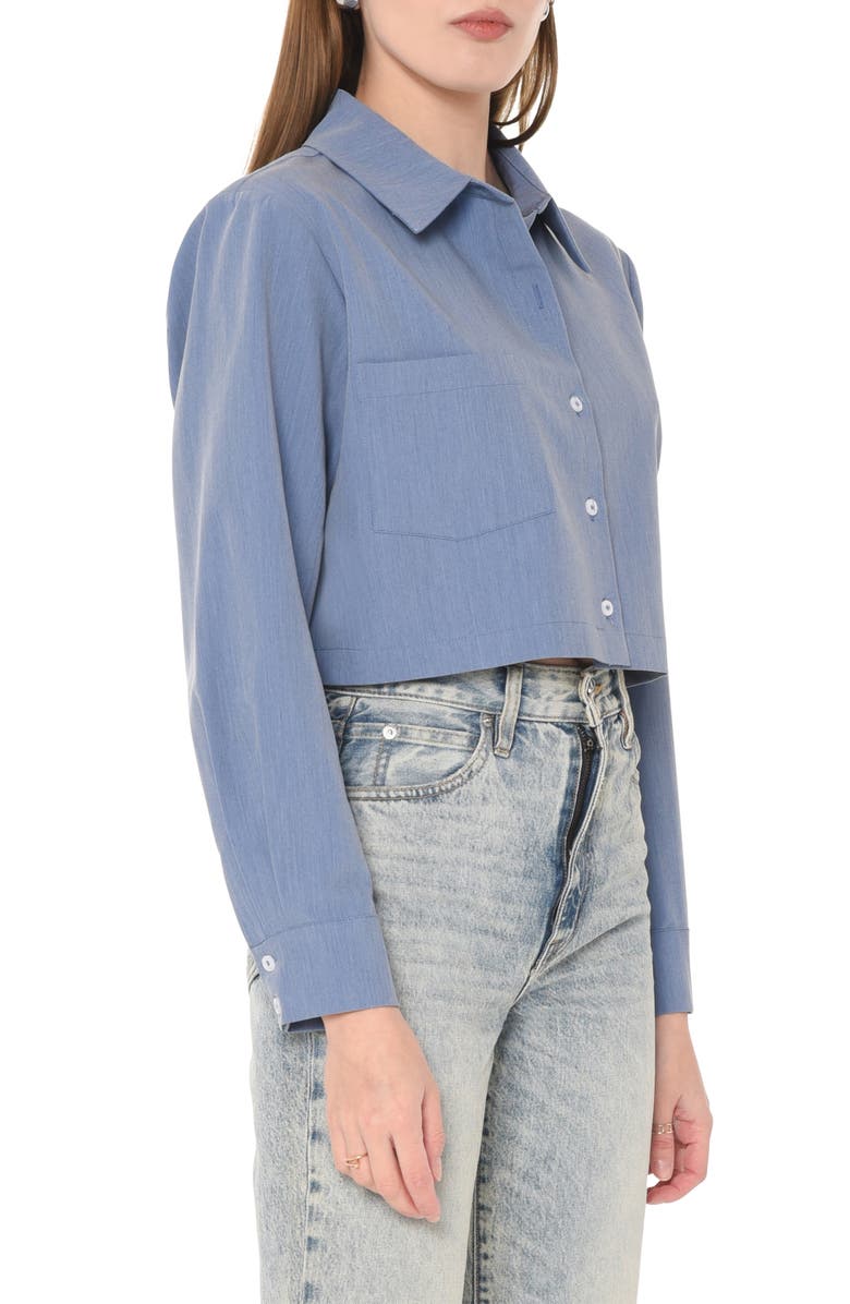 WAYF Sunday Crop Button-Up Shirt, Alternate, color, 