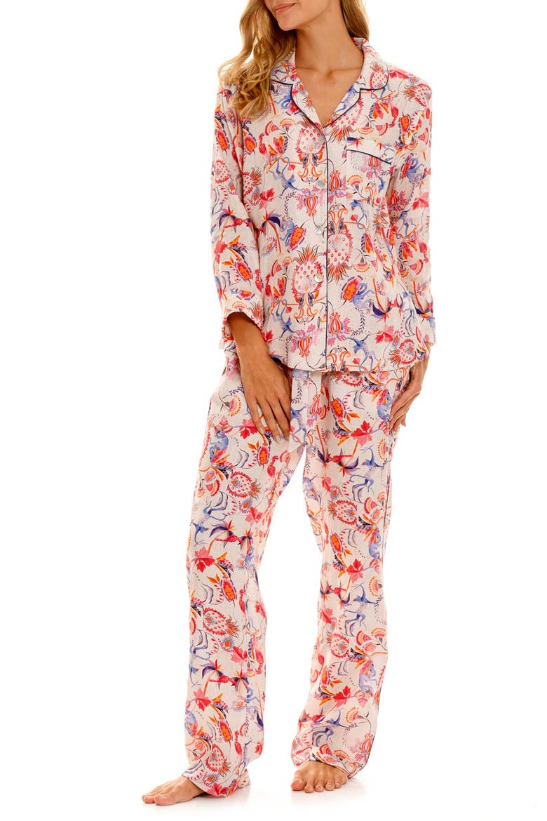 Emma Wild Rafiki Linen Pajamas, Main, color, PINK