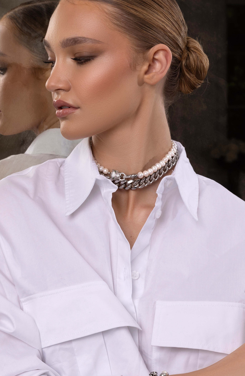 Nialaya Panther Head Pearl Choker